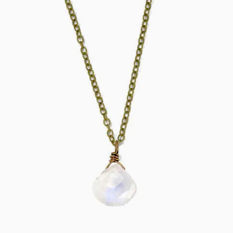 Edgy Petal - Necklace - Pendant (Rainbow Moonstone) #MS-2