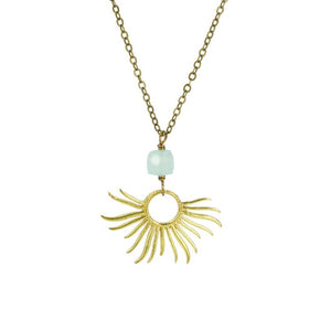 Edgy Petal - Necklace - Seafoam Green Chalcedony Sunburst #SF-1