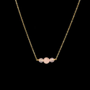 Edgy Petal - Necklace - Triple Rose Quartz Choker #CHO-3