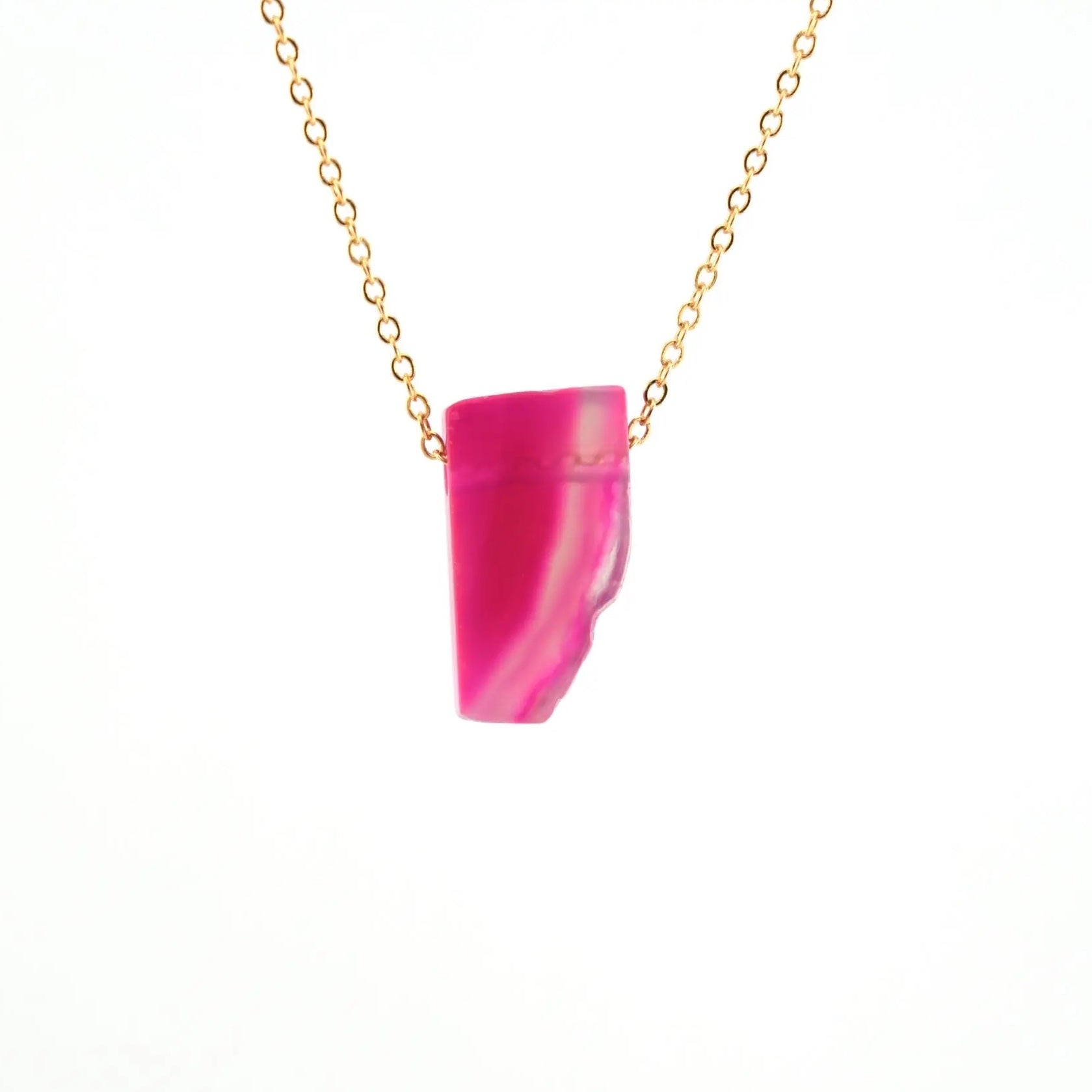Edgy Petal - Necklace - 'Viva' Fuchsia Agate Slab #CB-2