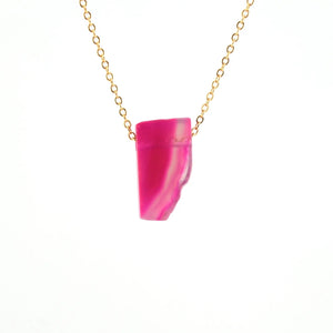 Edgy Petal - Necklace - 'Viva' Fuchsia Agate Slab #CB-2