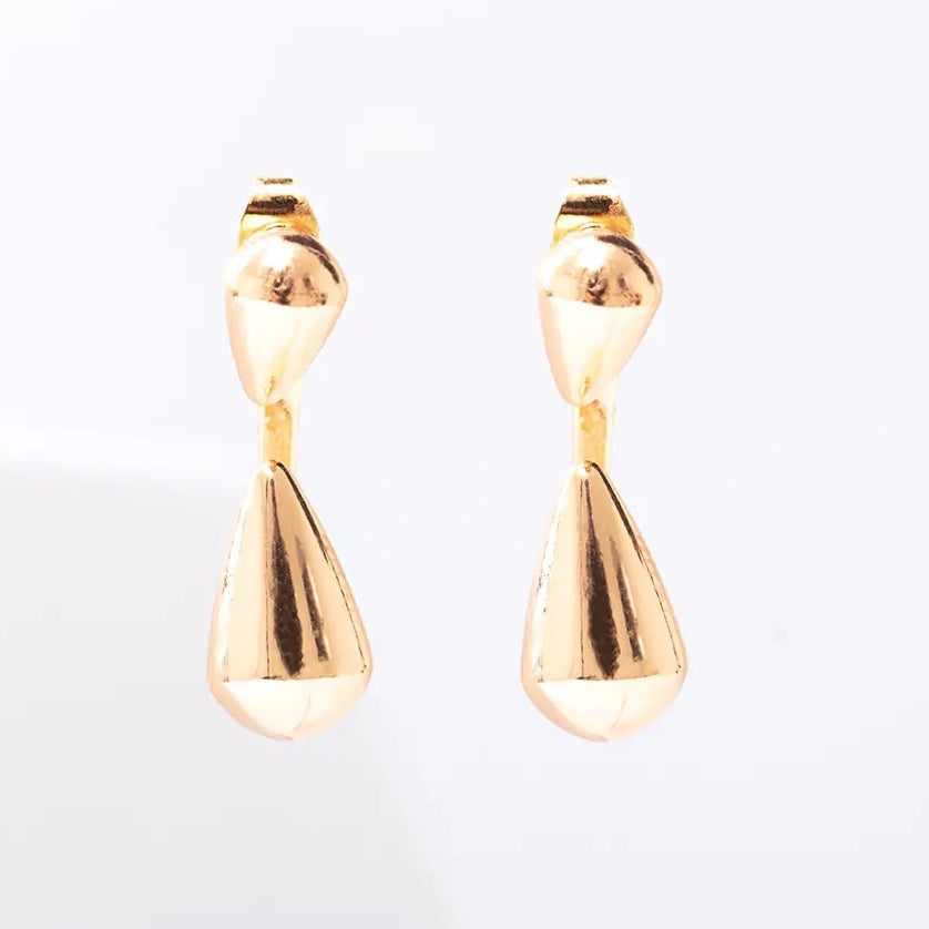 Edgy Petal - Earrings - Sports Luxe Gold Plated Teardrop #LUX-19