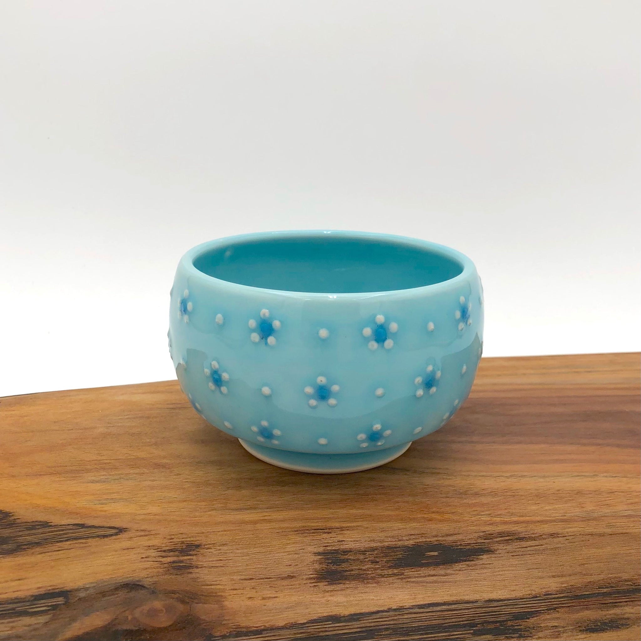 Egitto - Tea Bowl - Light Blue w/ Raised Flowers - 47