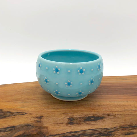 Egitto - Tea Bowl - Light Blue w/ Raised Flowers - 47
