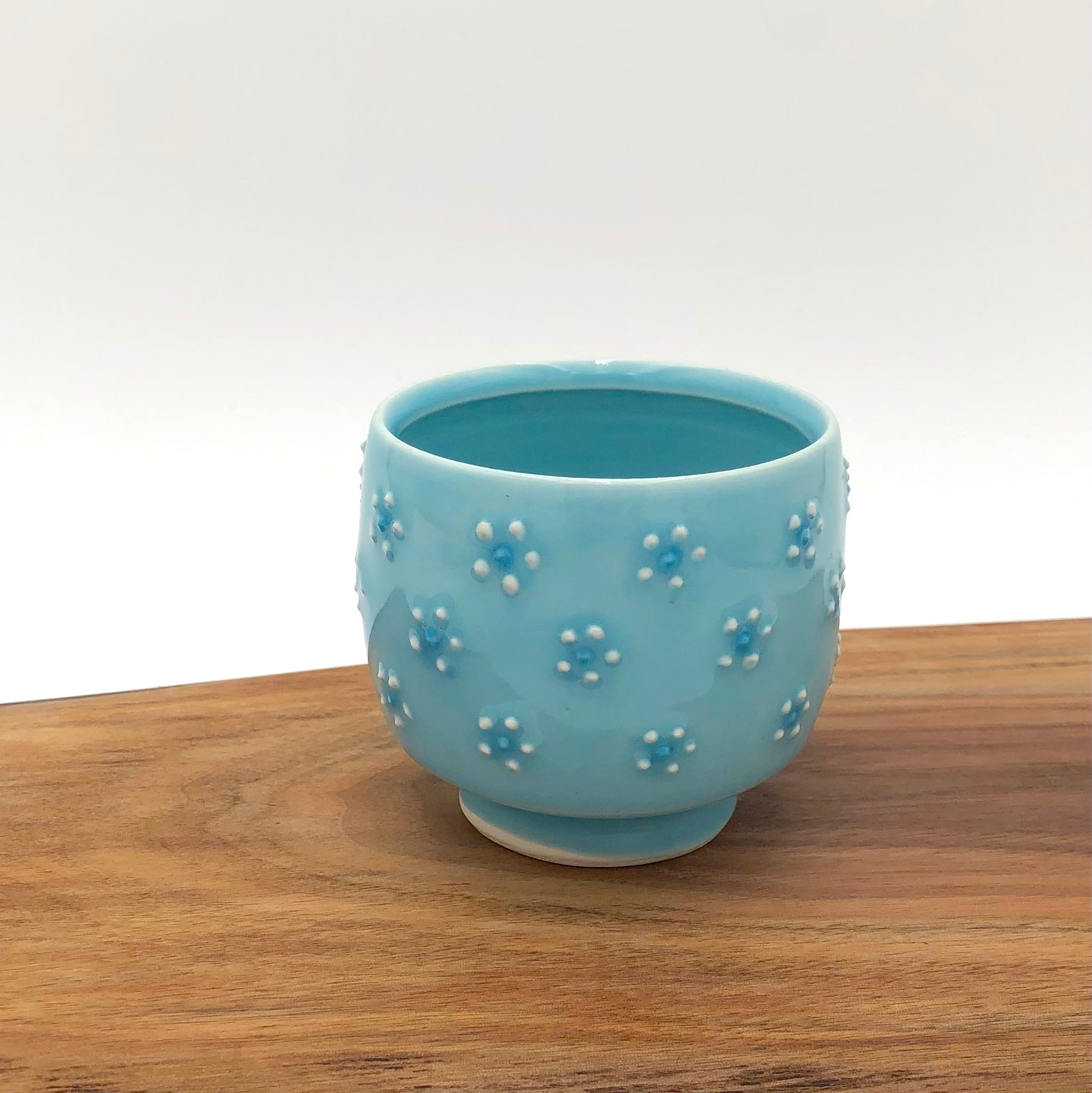 Egitto - Small Tea Bowl - Light Blue w/ Raised Flowers - 36