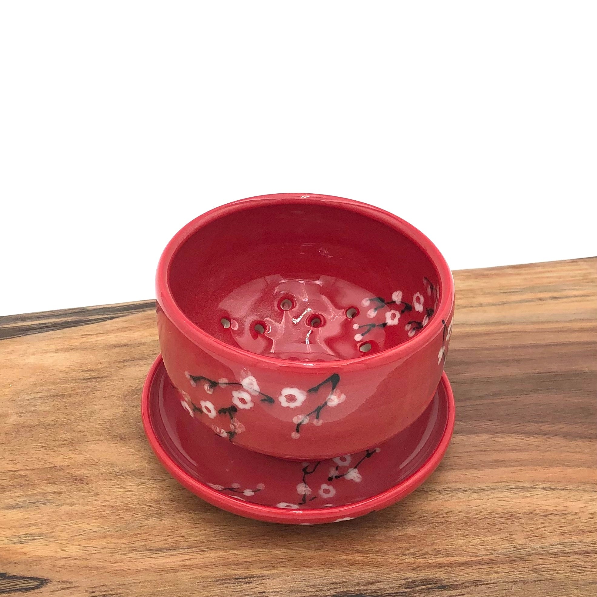 Egitto - Berry Bowl w/ Dish - Cherry Blossoms (Light Red) - 66