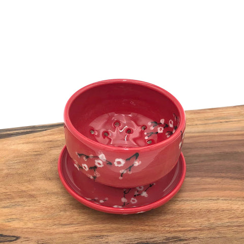 Egitto - Berry Bowl w/ Dish - Cherry Blossoms (Light Red) - 66