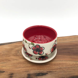 Egitto - Berry Bowl w/ Dish - Plum Blossoms (Red) - 66