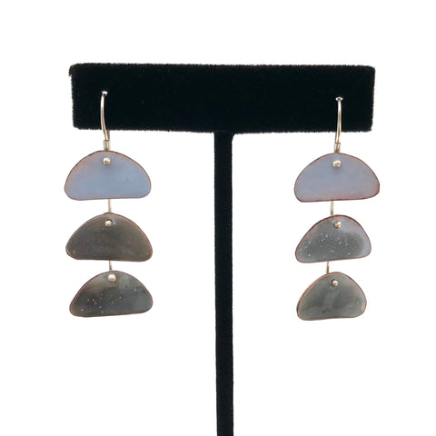 Ekaterina Korzh - Earrings - Long Enameled (Blue, Grey)