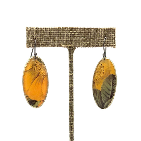 Folkloric Jewelry - Earrings - Shield Dangle (Yellow Rose) #E-SDB-YR