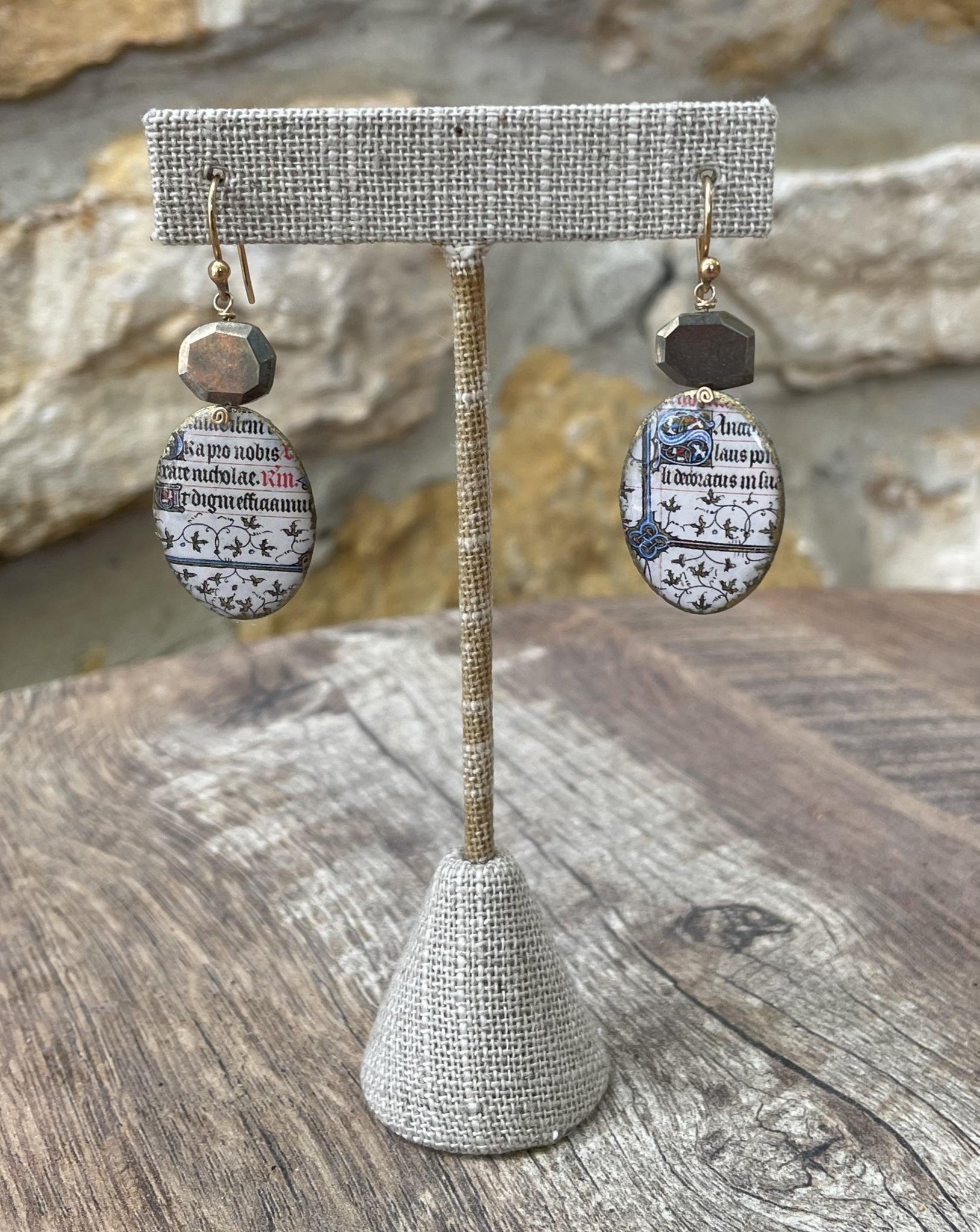 Folkloric Jewelry - Earrings - Victoria Dangles (Illuminated Manuscript) #E-VDB-IM