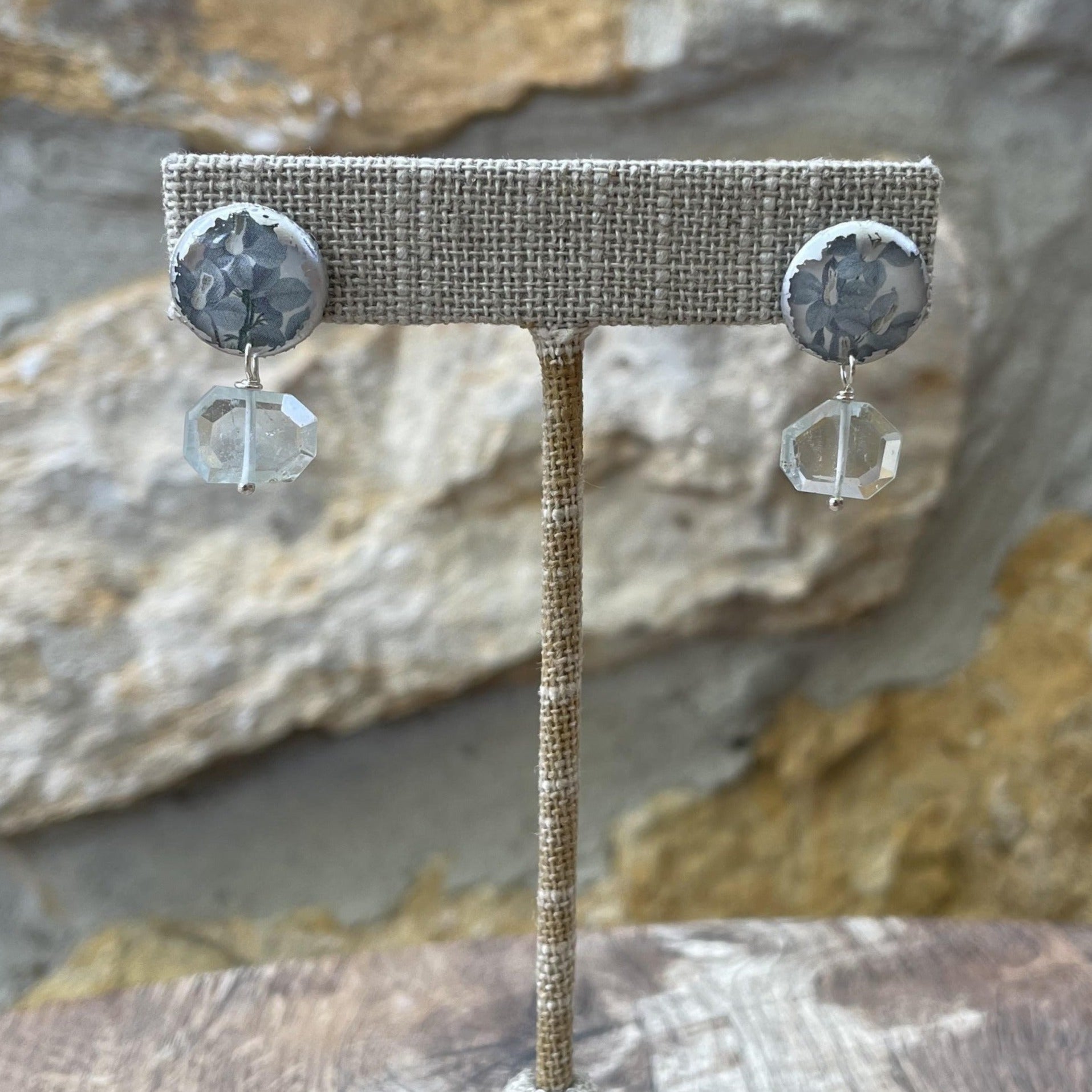 Folkloric Jewelry - Earrings - Dulcet Solo Studs (Blue Topaz) #E-D1S-Topaz