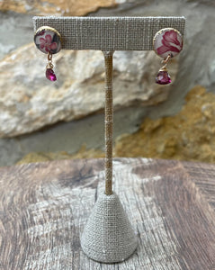 Folkloric Jewelry - Earrings - Dulcet Solo Studs (Garnet Triangle) #E-D1S-Garnet Tri