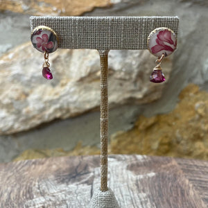 Folkloric Jewelry - Earrings - Dulcet Solo Studs (Garnet Triangle) #E-D1S-Garnet Tri