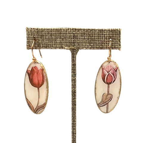 Folkloric Jewelry - Earrings - Shield Dangles (Tulips)