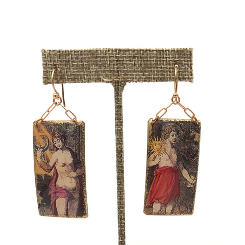 Folkloric Jewelry - Earrings - Chain Dangles (Sun & Moon)