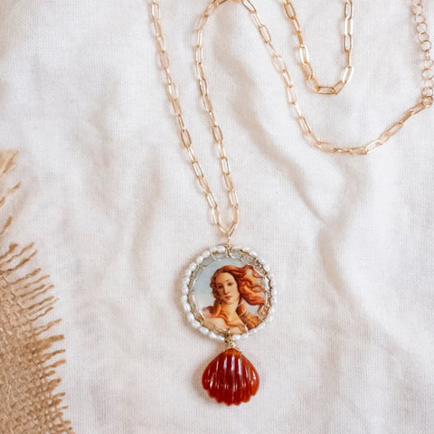 Folkloric Jewelry - Necklace - Venus Stitched Bloom Pendant 16-18"