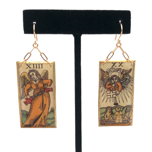 Folkloric Jewelry - Earrings - Chain Dangles (Tarot - Temperance & Judgement)