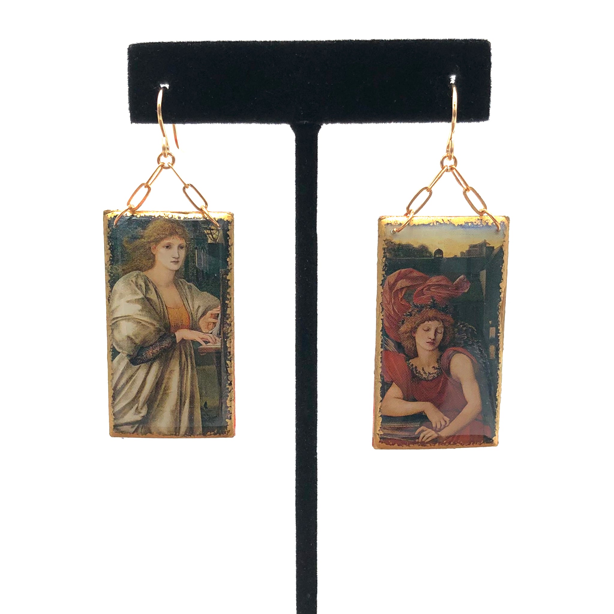 Folkloric Jewelry - Earrings - Chain Dangles (Sir Edward Burne-Jones 'The Love Song')