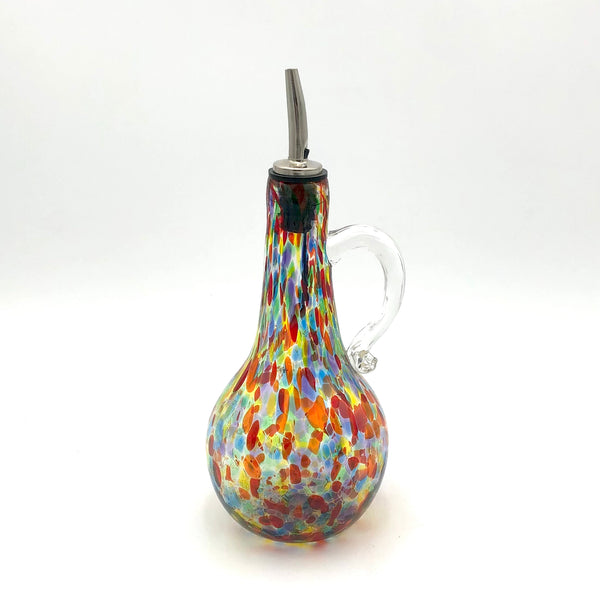 Glass Rocks - Oil Bottle - Round with Handle (Assorted Designs)