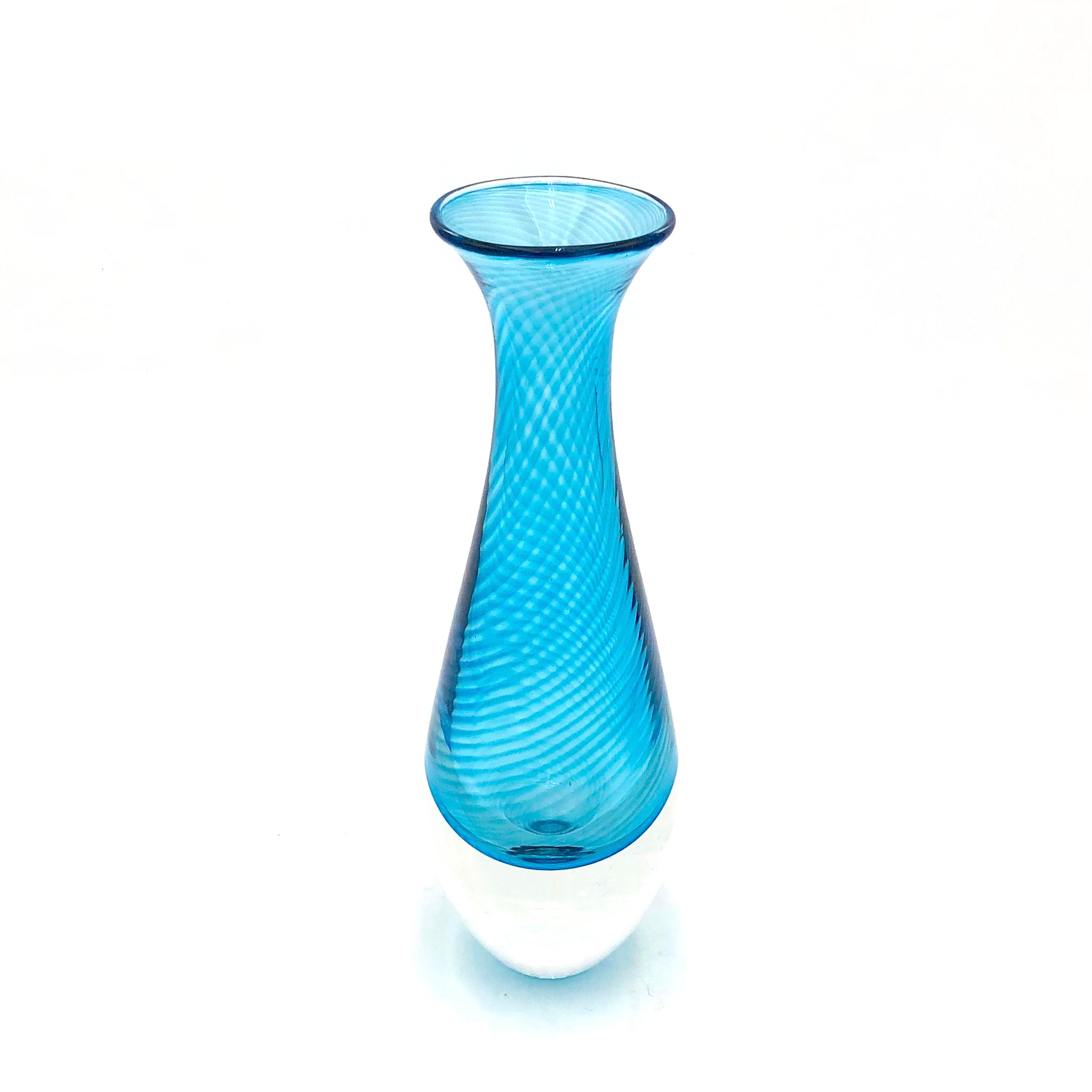 Hudson Glass - Spiral Pattern Bud Vase (Aqua) #7028-AQ