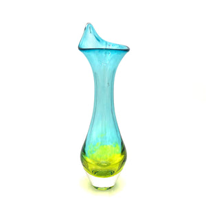 Hudson Glass - Fluted Mouth Bud Vase (Aqua/Lime) #7009-AQ/LM