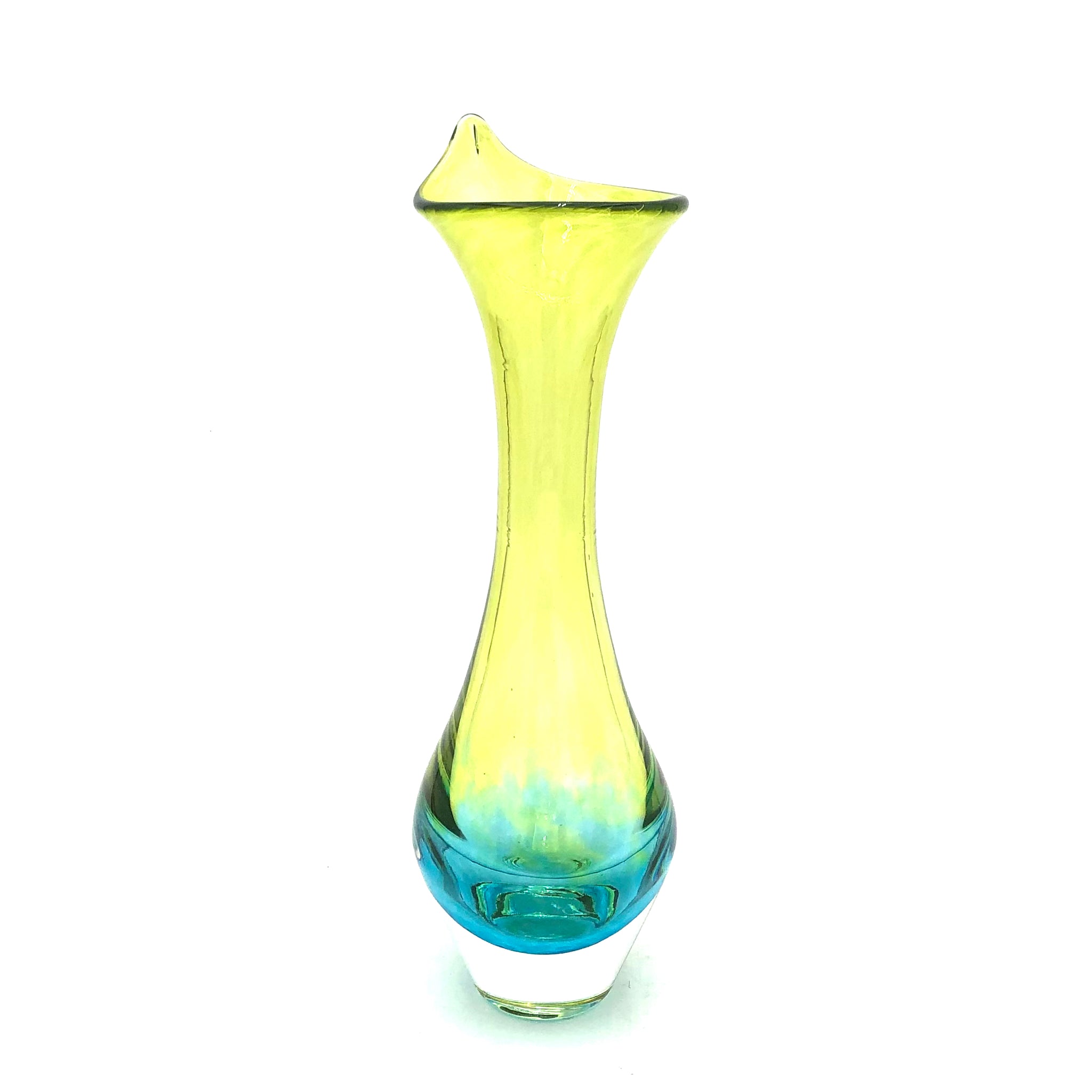 Hudson Glass - Fluted Mouth Bud Vase (Lime/Aqua) #7009-LM/AQ