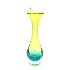 Hudson Glass - Fluted Mouth Bud Vase (Lime/Aqua) #7009-LM/AQ