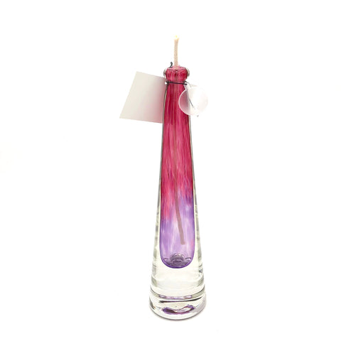 Hudson Glass - Tall Solid Glass Oil Lamp - Two-Tone (Ruby/Purple) #7001-RU/PUR