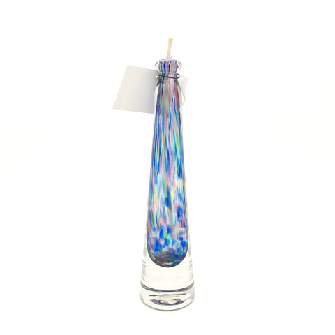 Hudson Glass - Tall Solid Glass Oil Lamp - Two-Tone (Multicolor) #7001-MULTI