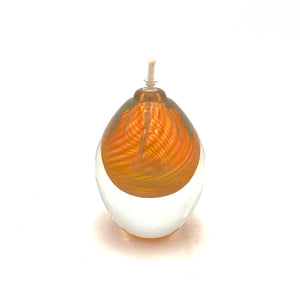 Hudson Glass - Short Solid Glass Oil Lamp - Round Spiral (Gold) #7002-GD