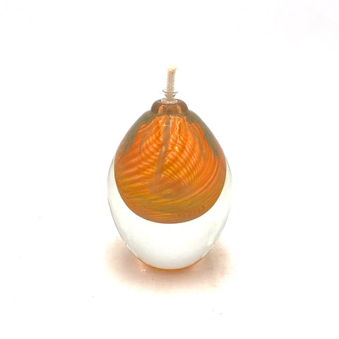 Hudson Glass - Short Solid Glass Oil Lamp - Round Spiral (Gold) #7002-GD