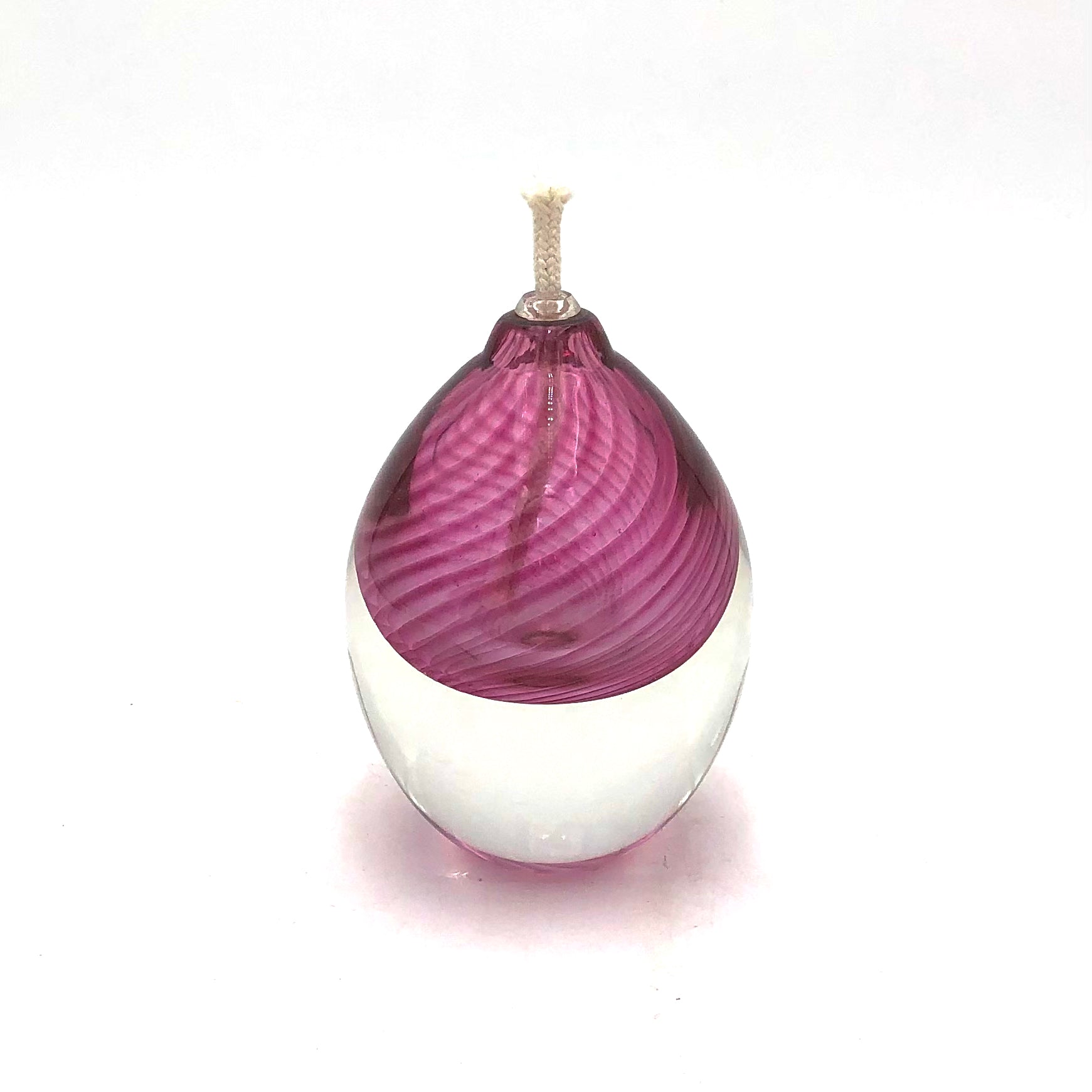 Hudson Glass - Short Solid Glass Oil Lamp - Round Spiral (Ruby) #7002-RU