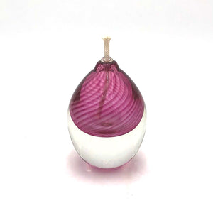 Hudson Glass - Short Solid Glass Oil Lamp - Round Spiral (Ruby) #7002-RU