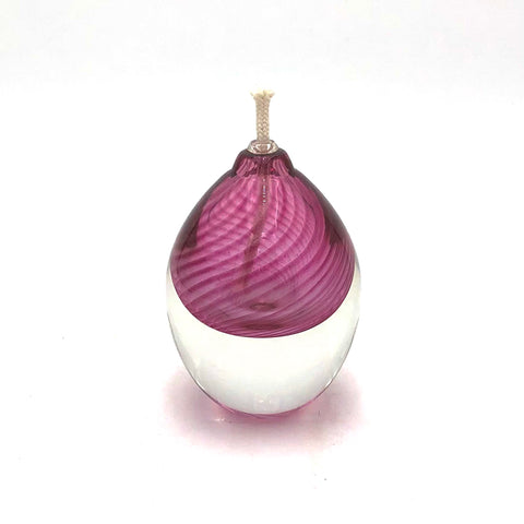 Hudson Glass - Short Solid Glass Oil Lamp - Round Spiral (Ruby) #7002-RU