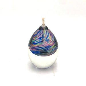 Hudson Glass - Short Solid Glass Oil Lamp - Round Spiral (Multicolor) #7002-MULTI