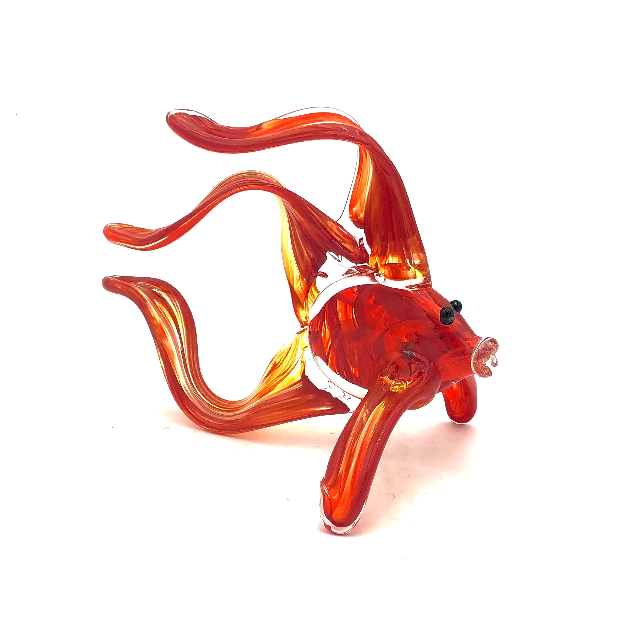 Hudson Glass - Solid Glass Sculpture - Mini Angel Fish (Red/Orange) #254M-RED/OR
