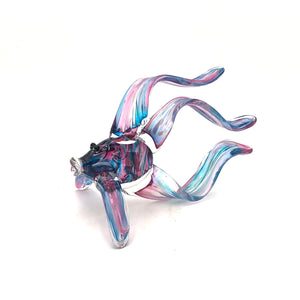 Hudson Glass - Solid Glass Sculpture - Mini Angel Fish (Aqua/Rose) #254M-AQ/RS