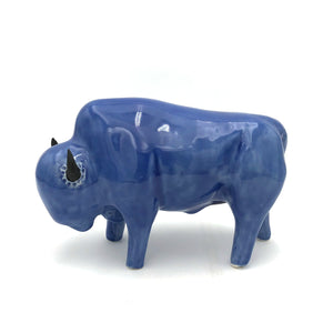Brian Horsch - Full Size Bison Sculpture - Smooth Shiny Blue (Left Facing)