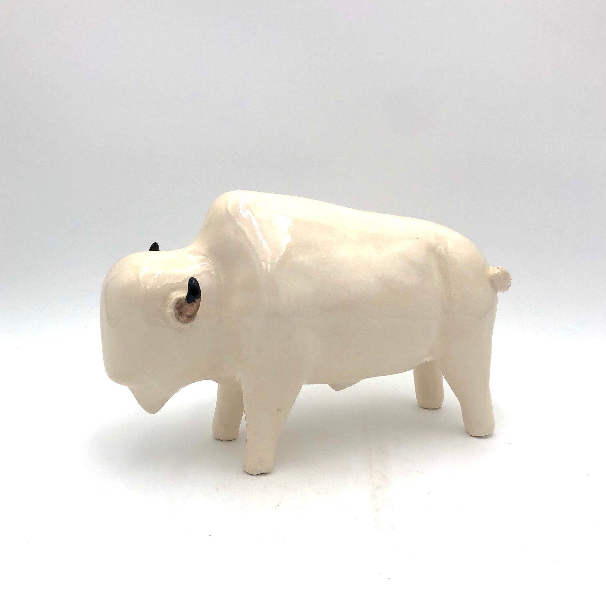 Brian Horsch - Full Size Bison Sculpture - Smooth White (Forward Facing)