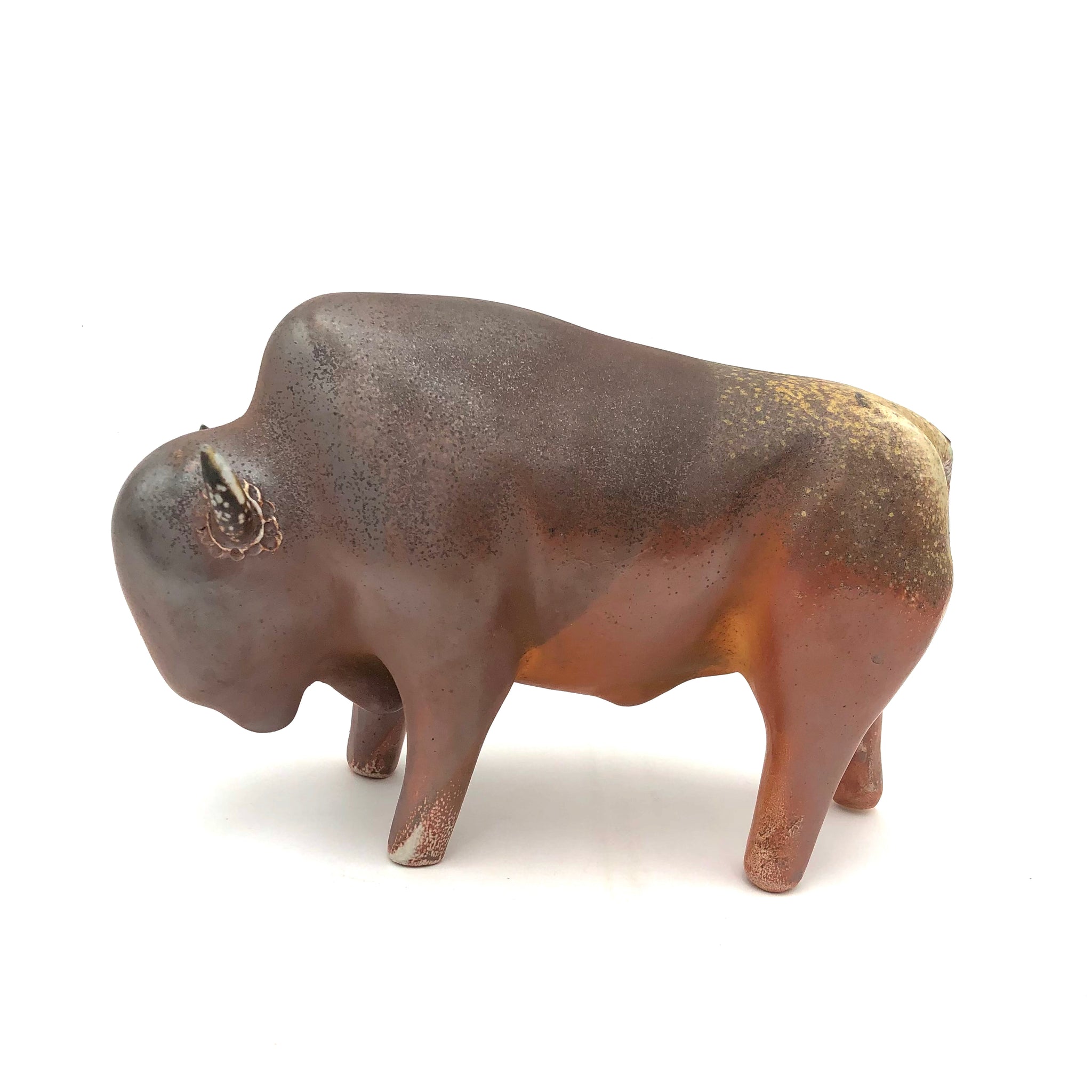Brian Horsch - Full Size Bison Sculpture - Wood-Fired Smooth (Facing Left)