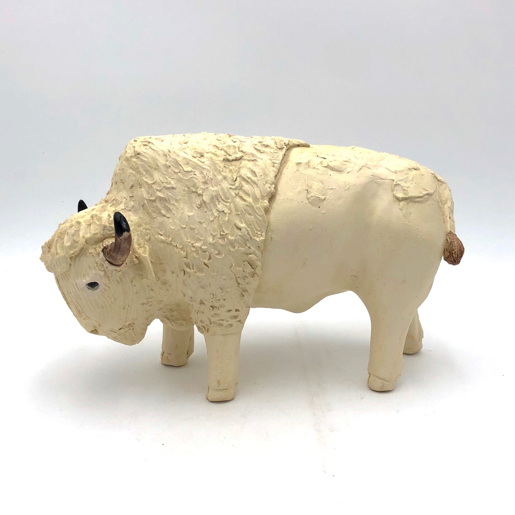 Brian Horsch - Full Size Buffalo Sculpture - KS White (Left Facing)