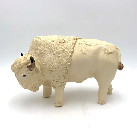 Brian Horsch - Full Size Buffalo Sculpture - KS White (Left Facing)