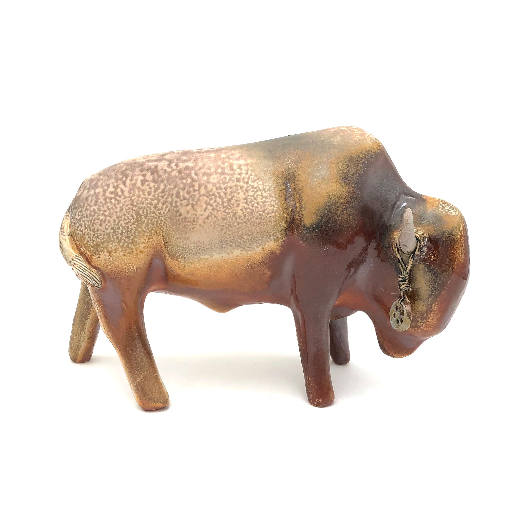Brian Horsch - Wood-Fired Ceramic Bison Sculpture - Extra Large Smooth (Adorned)