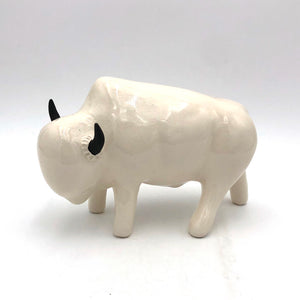Brian Horsch - Half Size Bison Sculpture - Smooth Shiny White (Left Facing)