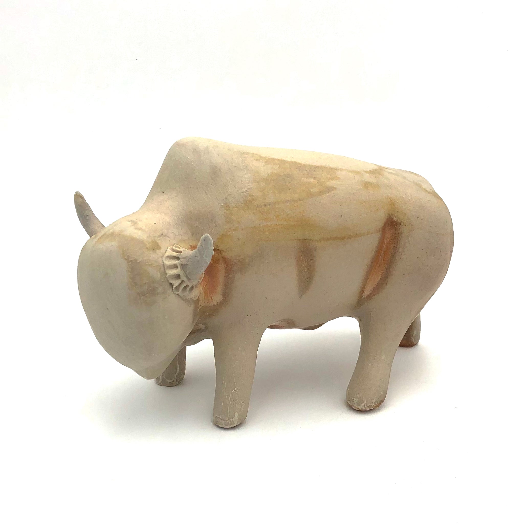 Brian Horsch - Half Size Bison Sculpture - Wood-Fired Smooth (Left Facing)