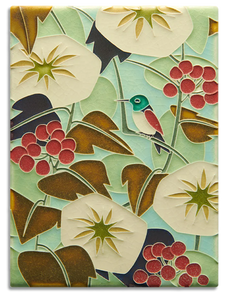Motawi Tileworks - 6"x 8" Tile - 'Hummingbird' (Cream) #6817