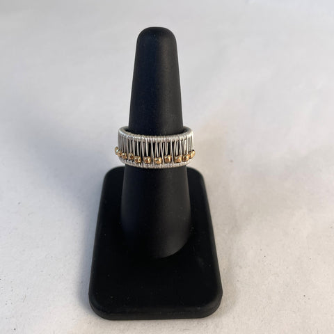 Acton - Ring - Silver Wire with Gold Beads