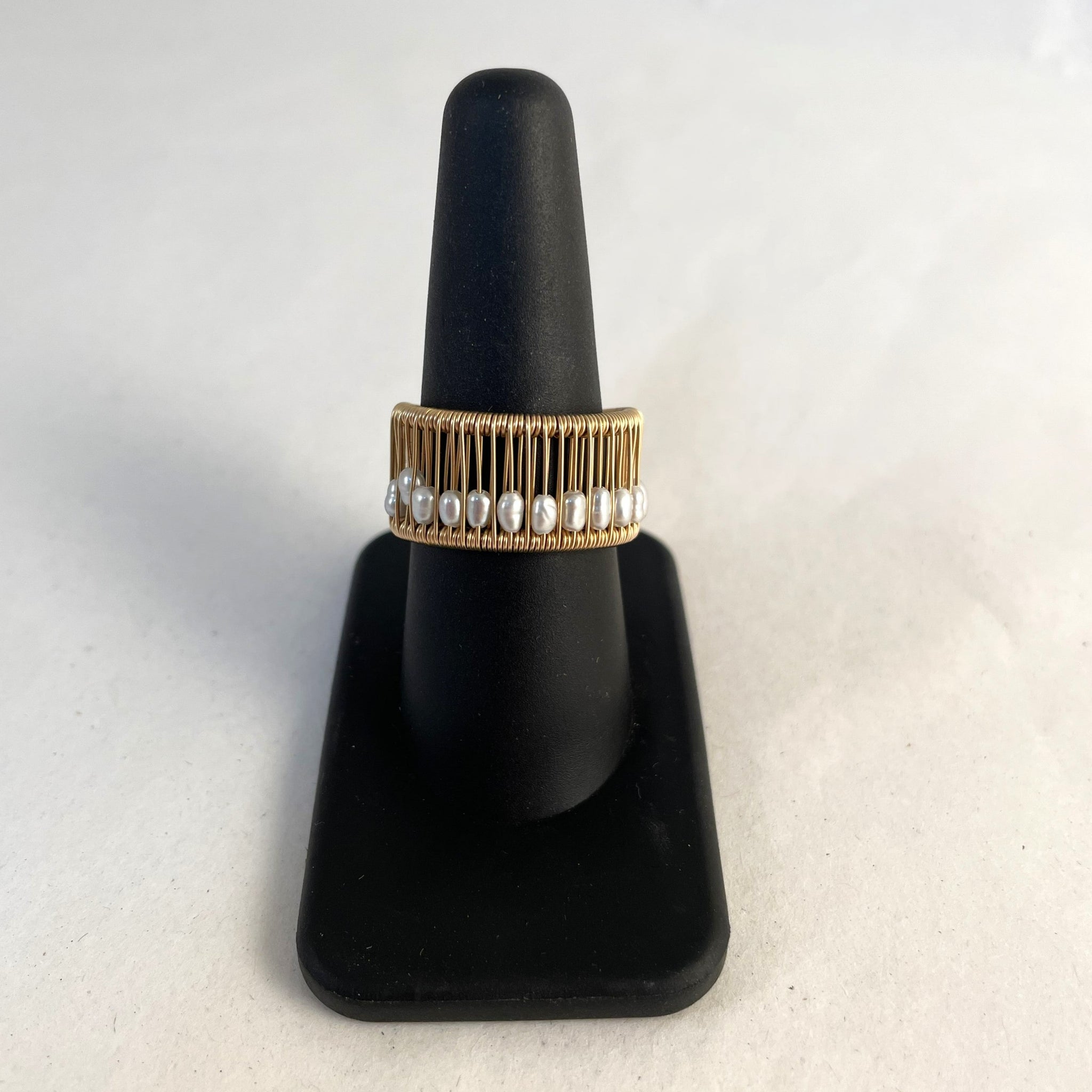 Acton - Ring - Gold Wire with Oval White Pearls