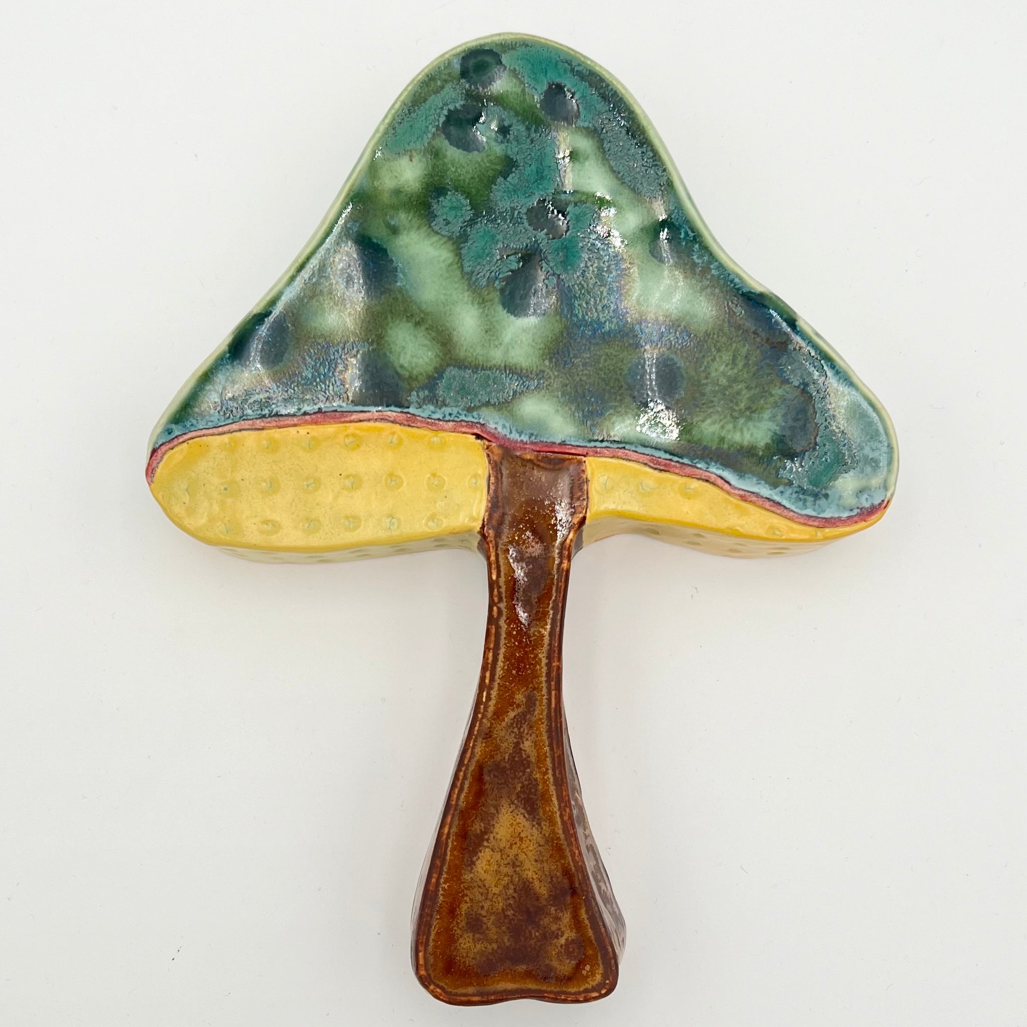 Jackie Sundell - Porcelain Wall Mounting - Green Mushroom